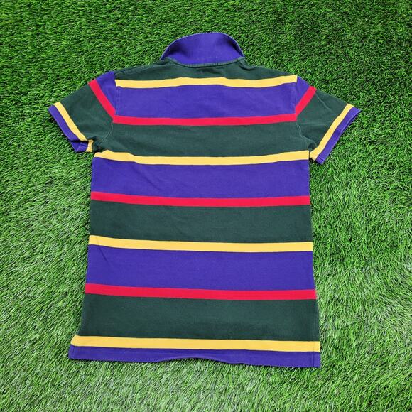 Ralph-Lauren Scribble Striped Polo Shirt S/M 18x25 Cropped - Picture 4 of 13